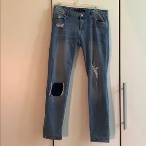 Boyfriend style distressed jeans